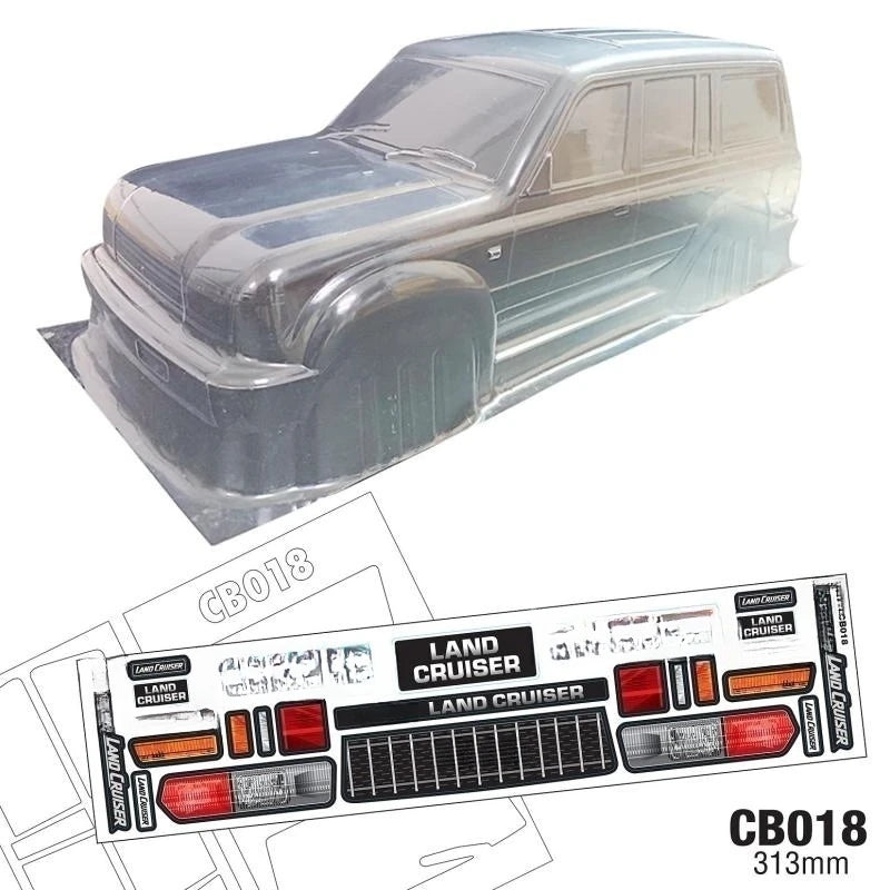 1/10 Land Cruiser LC80 LC70 Rc Crawler Bodies 313mm Clear Lexan Body Shell W/Light Decal for Trax TRX-4 T4 SCX10 II 90046 TRX4