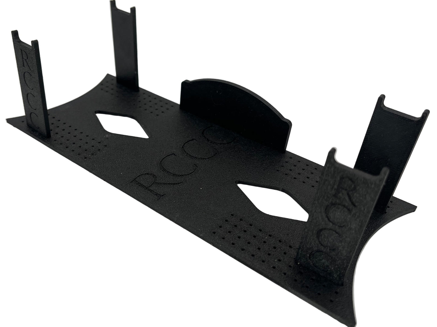 RCCC 1/24 AND 1/18 SCALE RC CRAWLER STAND WITH CUSTOMIZABLE NAME/LOGO PLATE