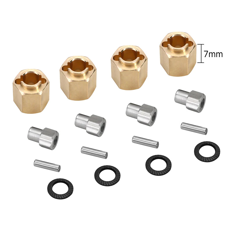 INJORA 4PCS 5/6/7/10mm Brass Wheel Hex Hub Extenders For 1/18 TRX4M (4M-02)