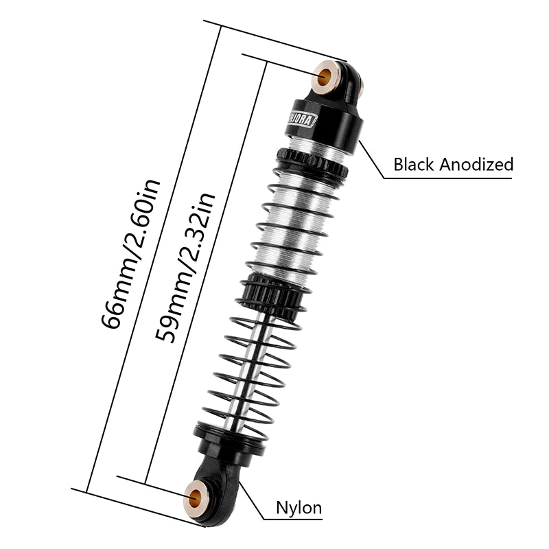 INJORA 59mm Long Threaded Oil Filled Shocks For 1/18 TRX4M (4M-42)