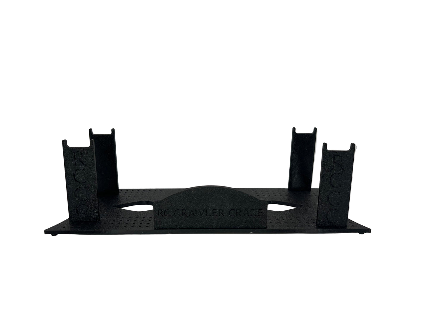 RCCC 1/24 AND 1/18 SCALE RC CRAWLER STAND WITH CUSTOMIZABLE NAME/LOGO PLATE