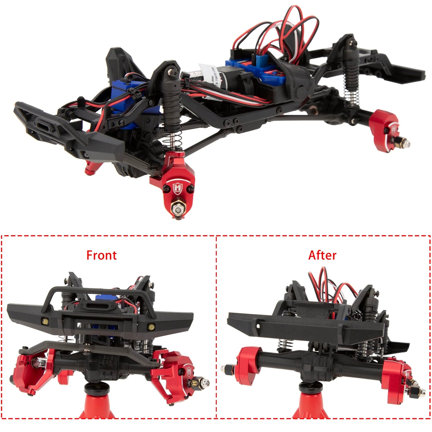 MEUS RACING Front And Rear Portal Axle DIY Kit Aluminum Straight Axle To Portal Axle Kit Ground Clearance +8.1MM For 1/18 TRX4M (Aluminum)