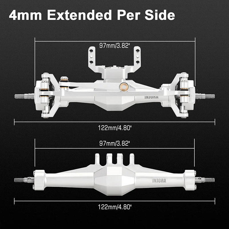 INJORA +4mm Diamond Axles With Lay Down Servo Mount & Links For 1/18 TRX4M