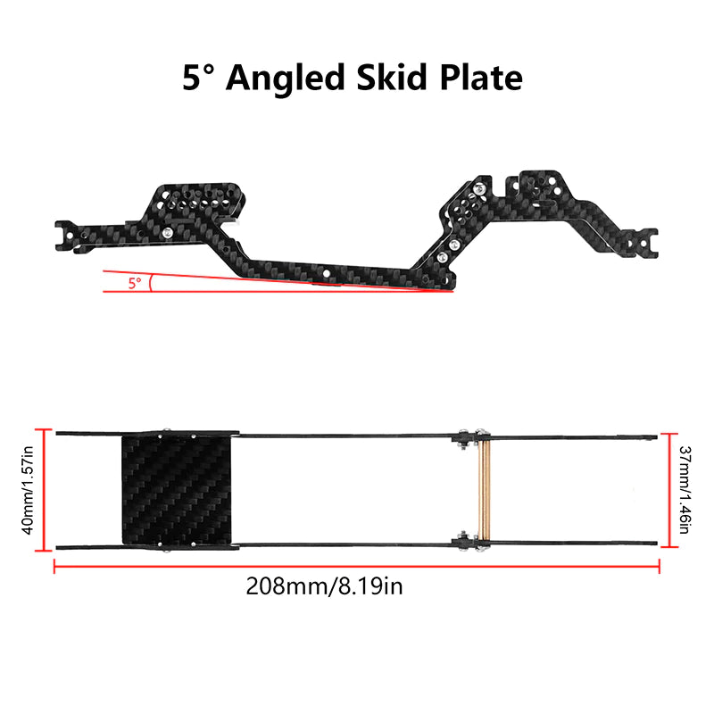 INJORA LCG Carbon Fiber Chassis Kit 5° Angled Frame Girder For 1/18 TRX4M