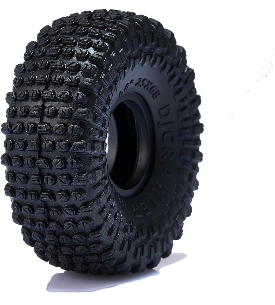 DJ 68 * 25mm Soft Pin Tires and Purple Silicone Rubber Inserts Set for Trx4m SCX24 1/18 1/24 1.0" Tires RC Crawler FCX24