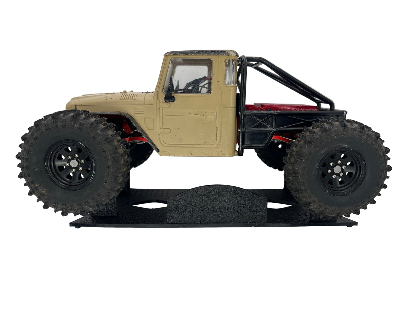 RCCC 1/24 AND 1/18 SCALE RC CRAWLER STAND WITH CUSTOMIZABLE NAME/LOGO PLATE