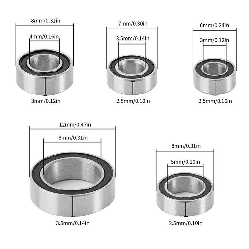 INJORA Sealed Steel Bearing Kit (22 Pcs) For 1/18 TRX4M (4M-03)