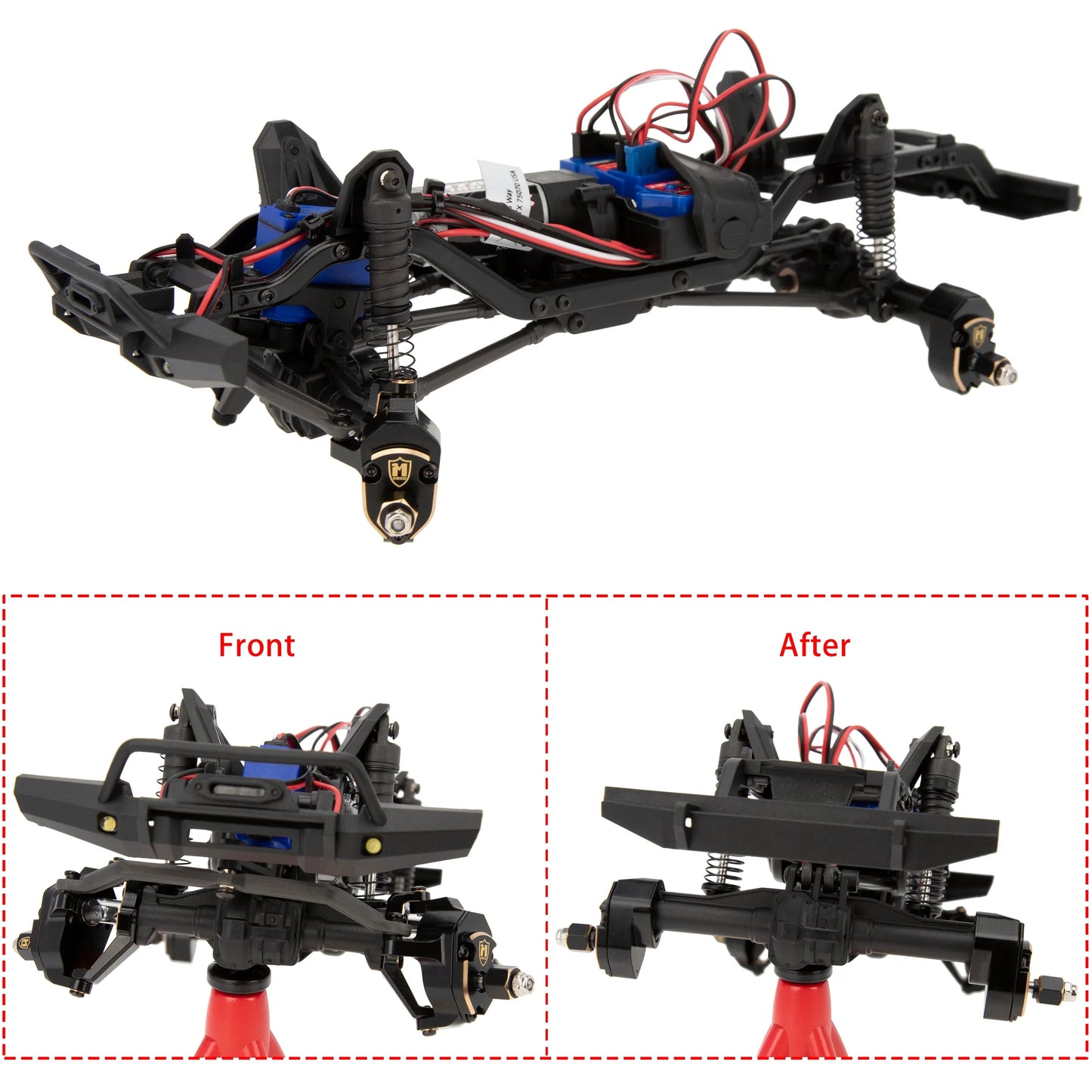 MEUS RACING Front And Rear Portal Axle DIY Kit Aluminum Brass Straight Axle To Portal Axle Kit Ground Clearance +8.1MM For 1/18 TRX4M (Brass Black)