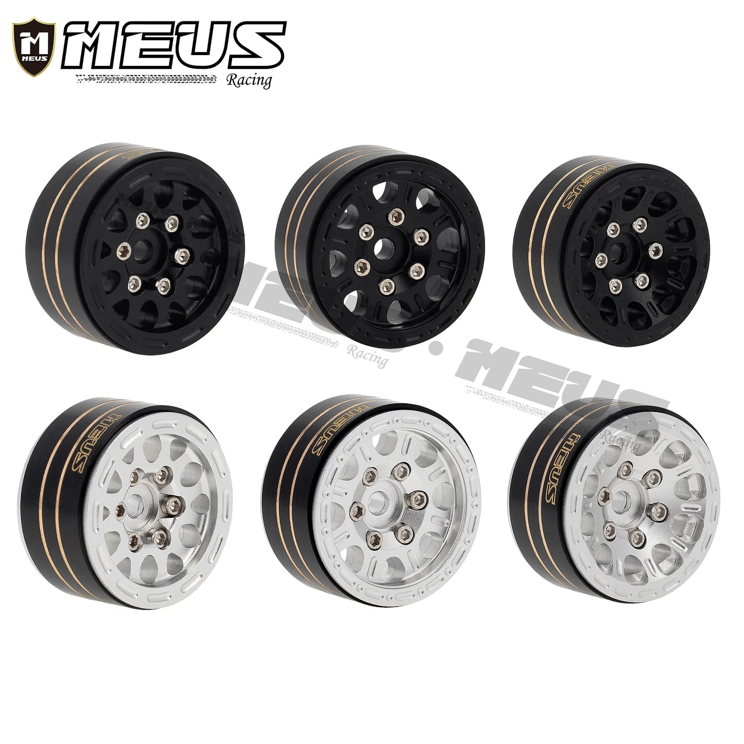 Meus Racing 1.0 Beadlock Wheels Brass Wheel Ring Aluminum Wheel Hub for Axial 1/24 Gladiator Bronco C10 JLU Deadbolt TRX4M Parts