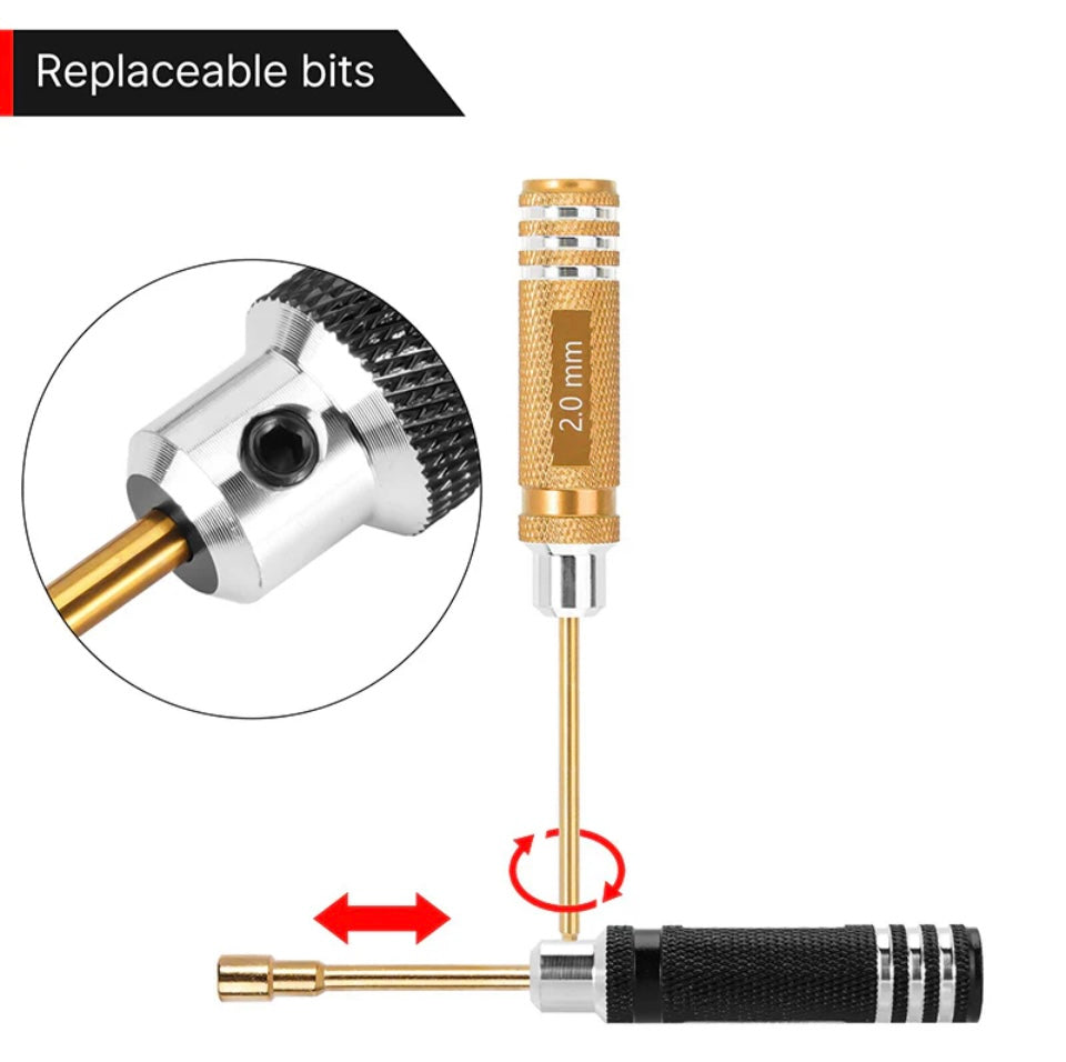 INJORA 7 Colors Short Handle Hex Screwdriver Nut Driver Tool Kit For 1/18 1/24 RC Crawlers