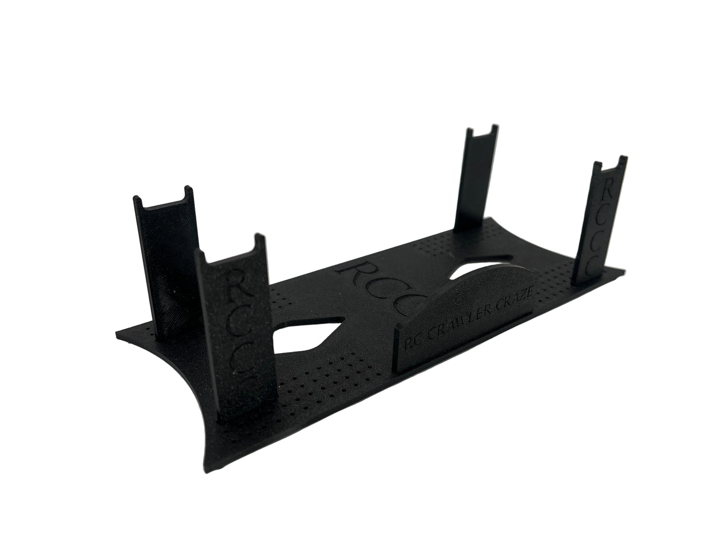 RCCC 1/24 AND 1/18 SCALE RC CRAWLER STAND WITH CUSTOMIZABLE NAME/LOGO PLATE