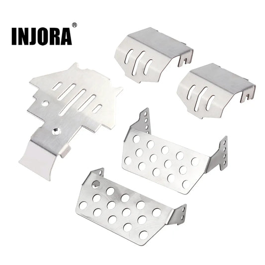 INJORA Stainless Steel Chassis Armor Axle Protector Skid Plate for 1/10 RC Crawler TRX4 TRX-4 Upgrade Part