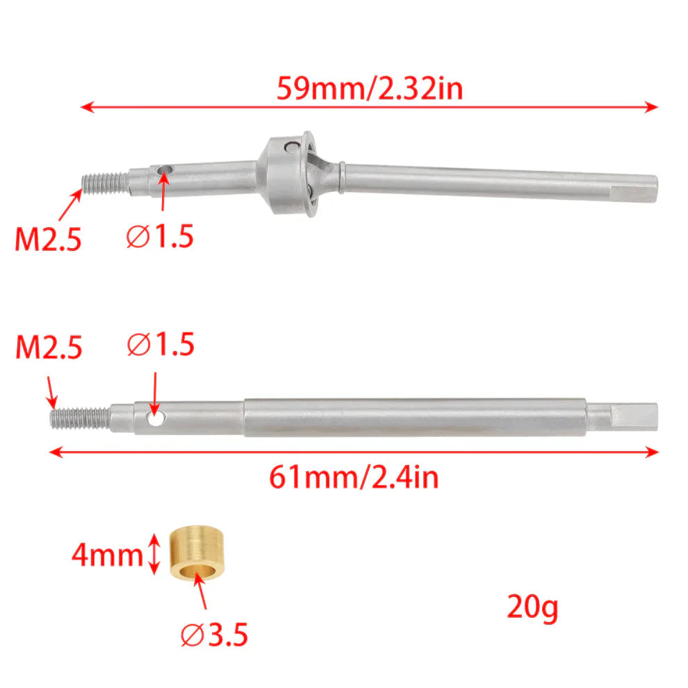 MEUS Racing Wheelbase Extended Thread Dogbone +4MM CVD Front And Rear Axle Drive Shafts For 1/18 TRX4M