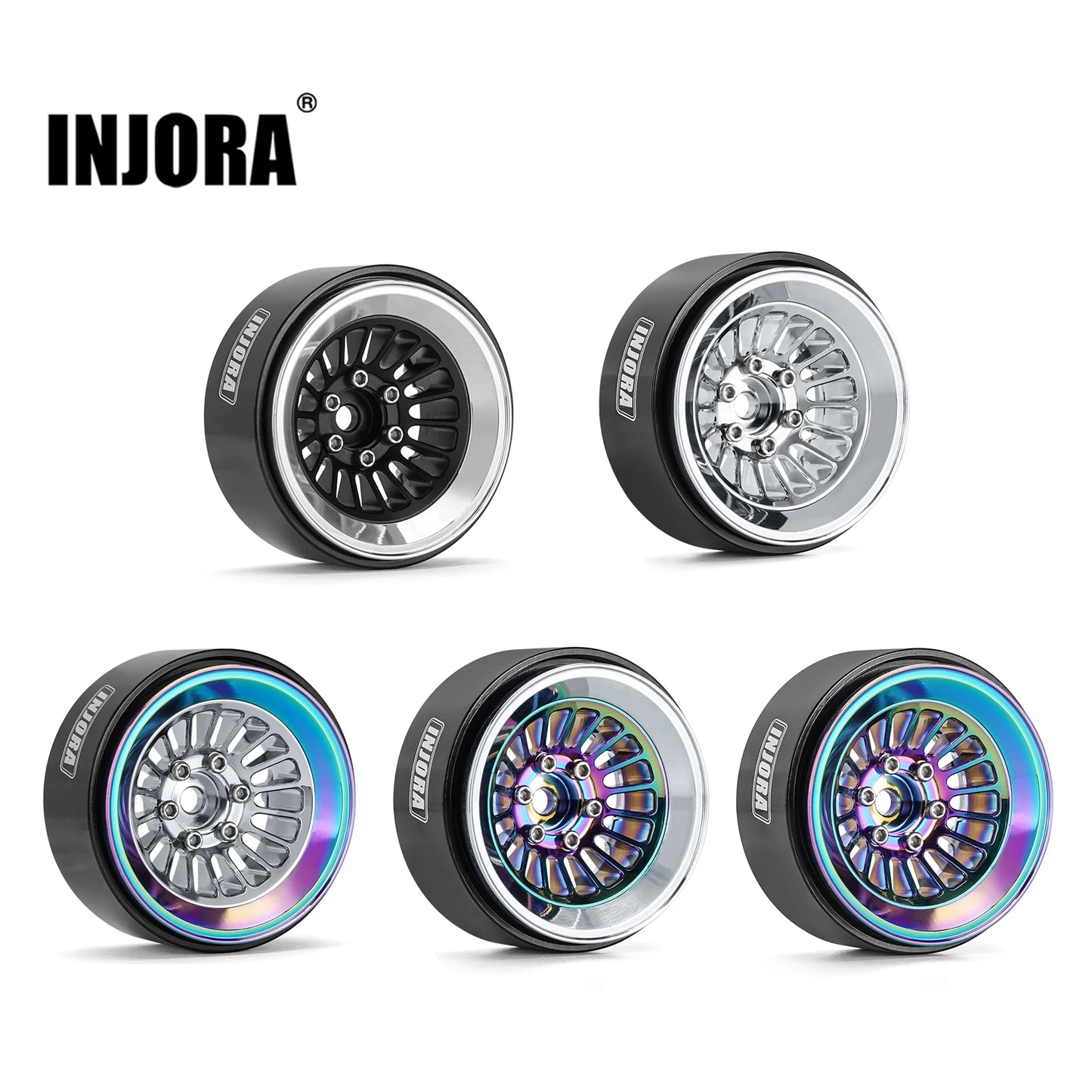 INJORA CNC Aluminium 1.3" Beadlock Wheel Rim for 1/24 1/18 RC Crawler Car (W1303)