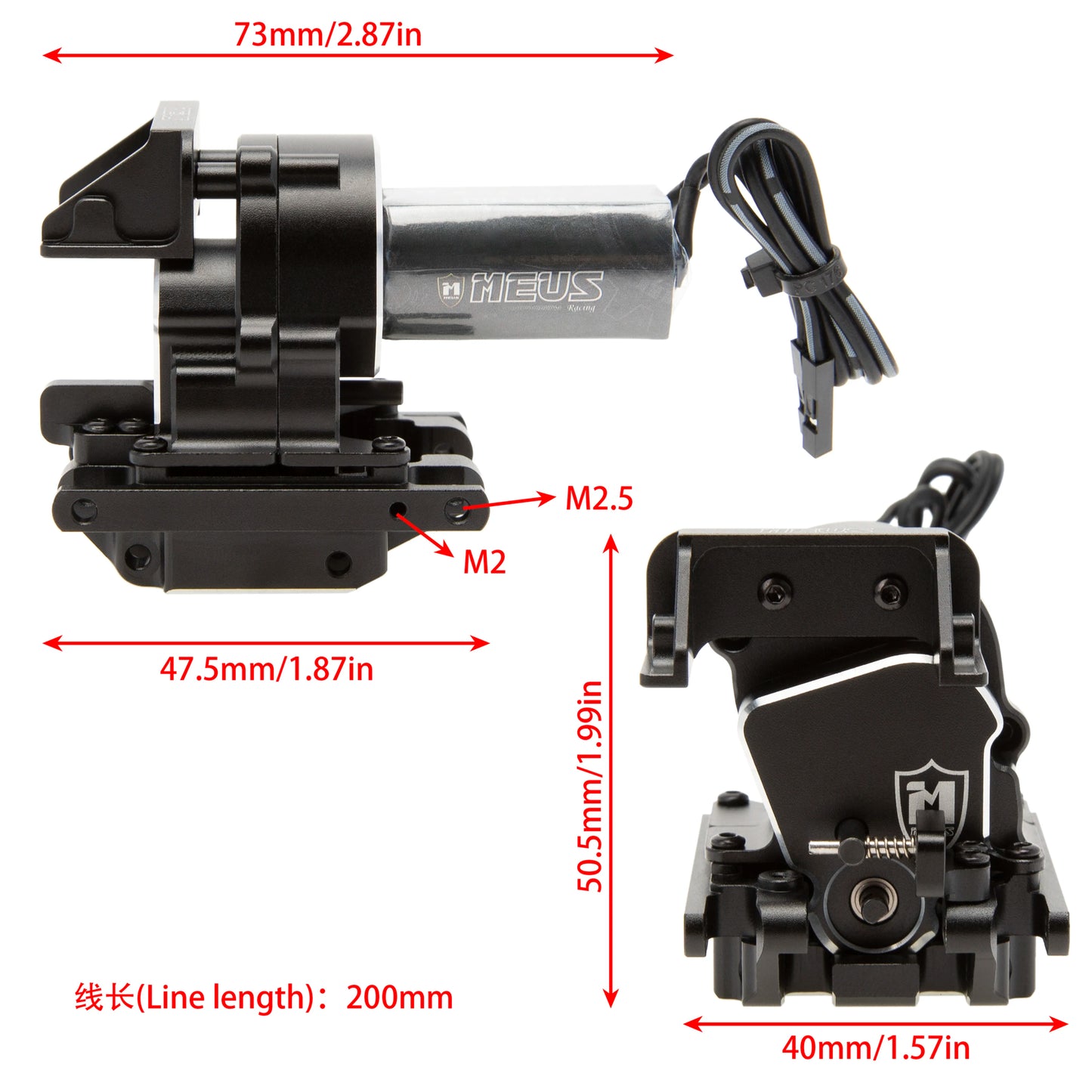 MEUS Racing Aluminum Dual Speed Gearbox Gearbox High Speed 15.7:1 Low Speed 56.6:1 for TRAXXAS 1/18 TRX4M Crawlers Upgrade Parts