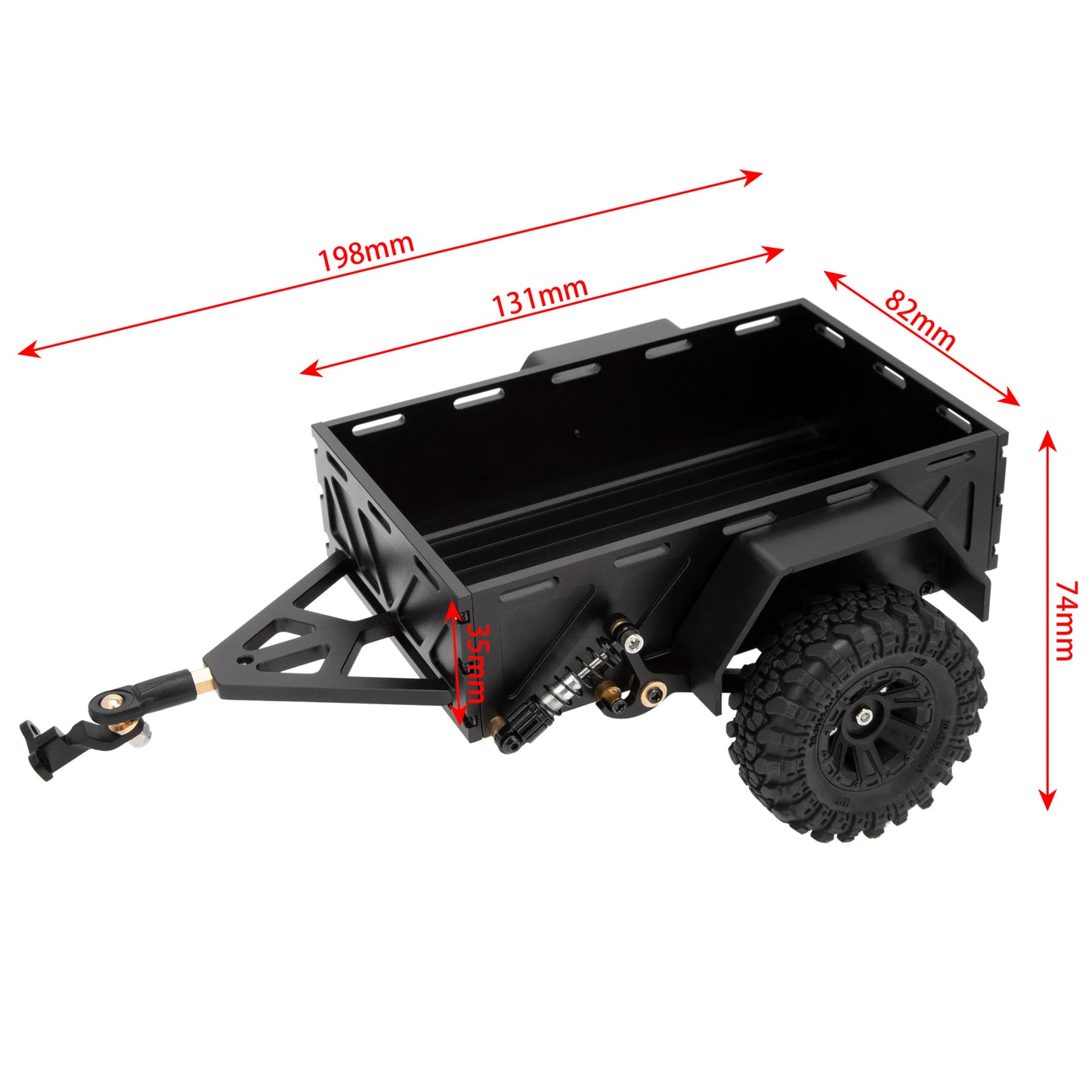 MEUS RACING Utility Trailer Car with Hitch for TRAXXAS TRX-4M TRX4M 1/18 RC Crawler Car Upgrade Parts