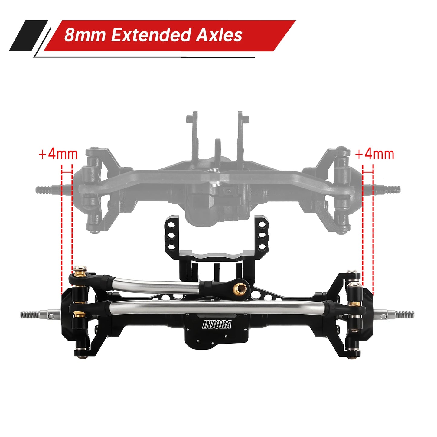 INJORA +4mm Aluminum Axles with Lay Down Servo Mount & Links for 1/18 TRX4M