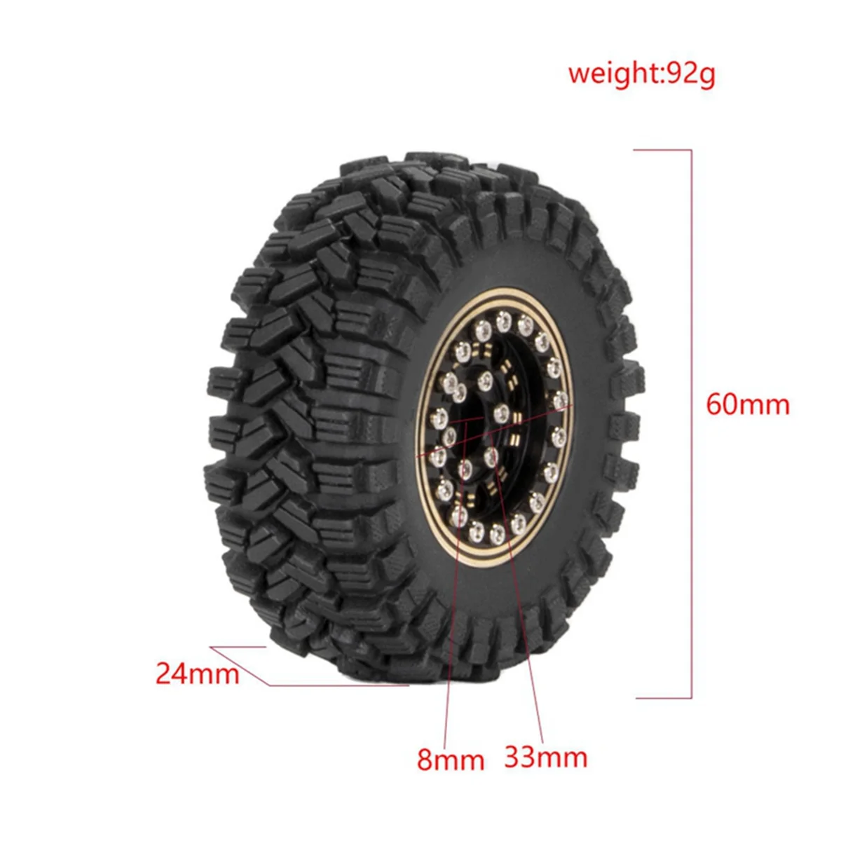 For Traxxas 1/18 TRX4M Land Rover 1.2-Inch Brass Wheel Tire 1/24 SCX24 FMS,B