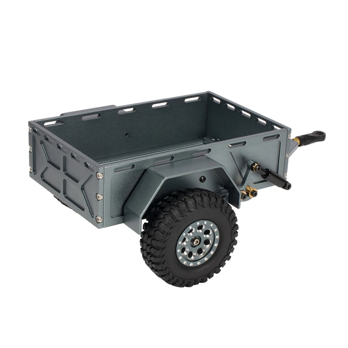 CNC Aluminum TRX4M Utility Trailer with Hitch Mount for 1/18 RC Crawler TRX4-M Defender Bronco K10 High Trail Scale Accessories