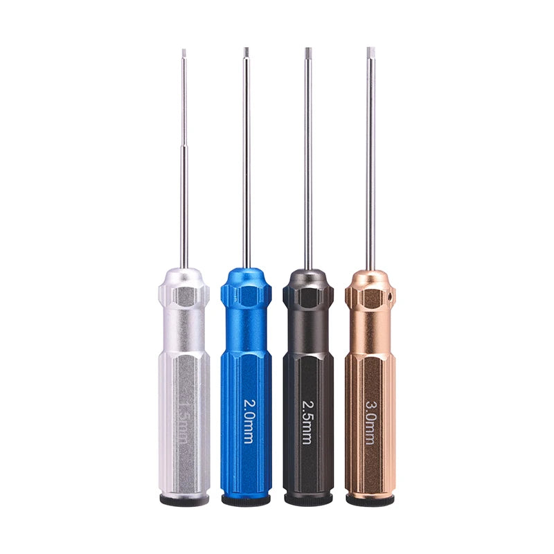 4pcs Hex Screw Driver 1.5 2.0 2.5 3.0mm Titanium Head Screwdriver Set Hexagon Tool Kit for FPV Drone RC Model Boat Airplane