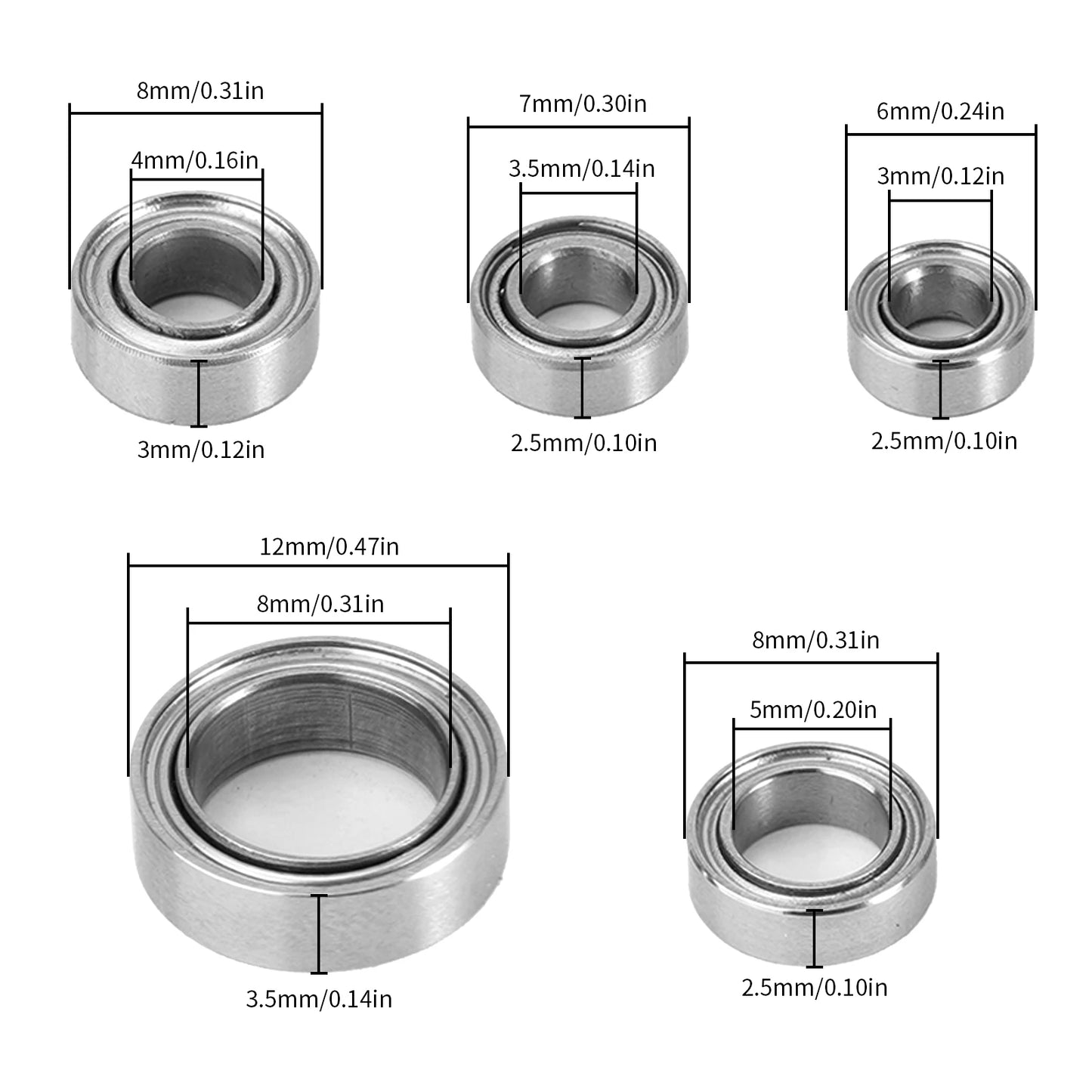 INJORA 22PCS Steel Bearing Kit for 1/18 RC Crawler TRX4M Upgrade Parts (4M-03)