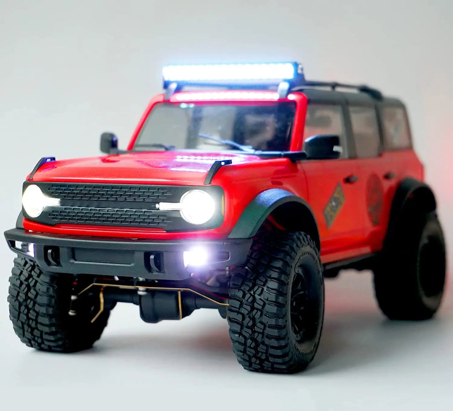 OGRC RC Led Headlights Taillights Kit Front Rear RC Light for TRX4M 1/18 RC Crawler Car Upgrade Parts (White & Red)