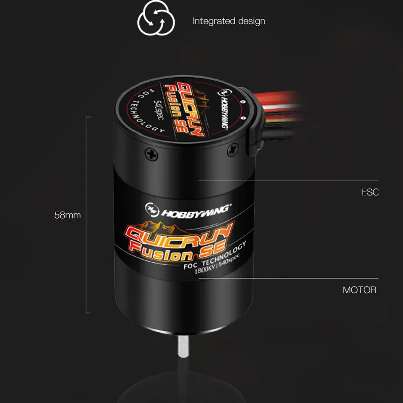 Hobbywing QuicRun Fusion SE 1200KV / 1800KV Sensored Brushless Motor Built In 40A ESC 2 in 1 Waterproof For 1/10 1/8 RC Car part