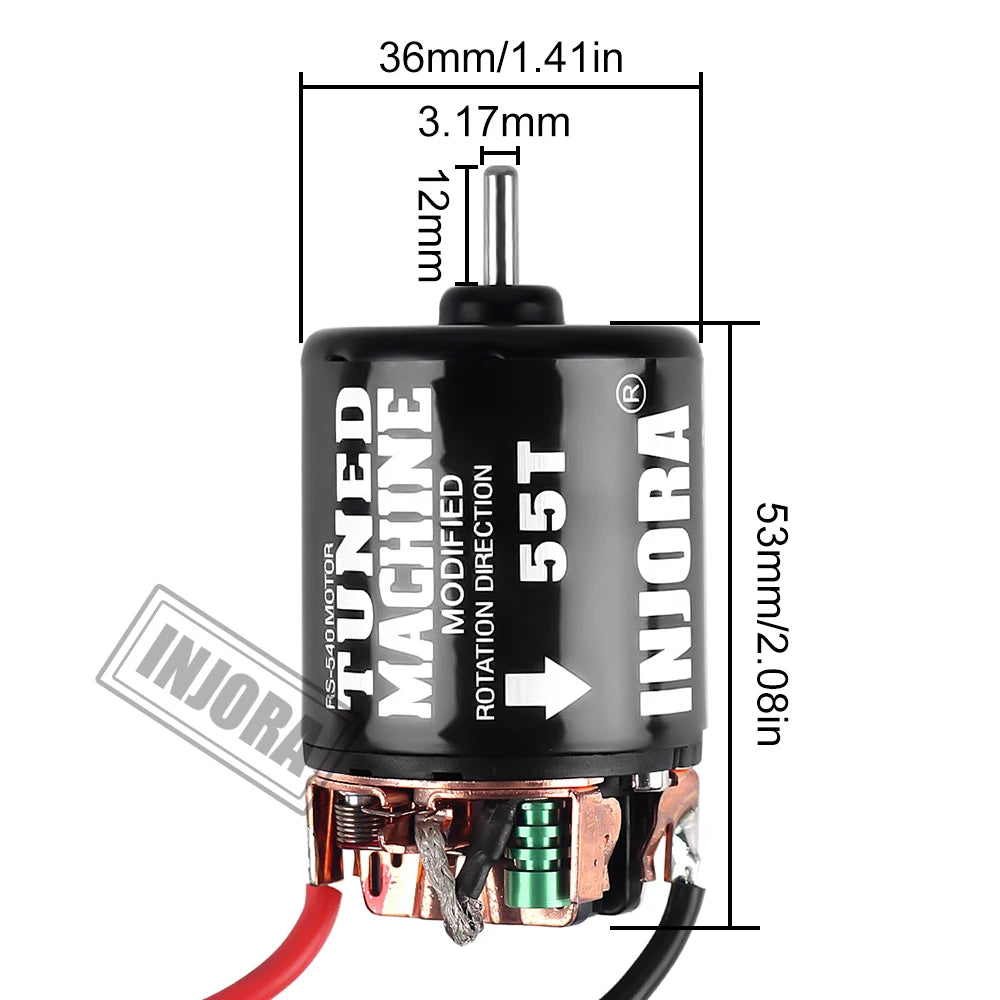 INJORA 540 Brushed Motor Waterproof 13T 21T 35T 45T 55T 80T for 1:10 RC Car Crawler Axial SCX10 AXI03007 90046 Redcat Gen8