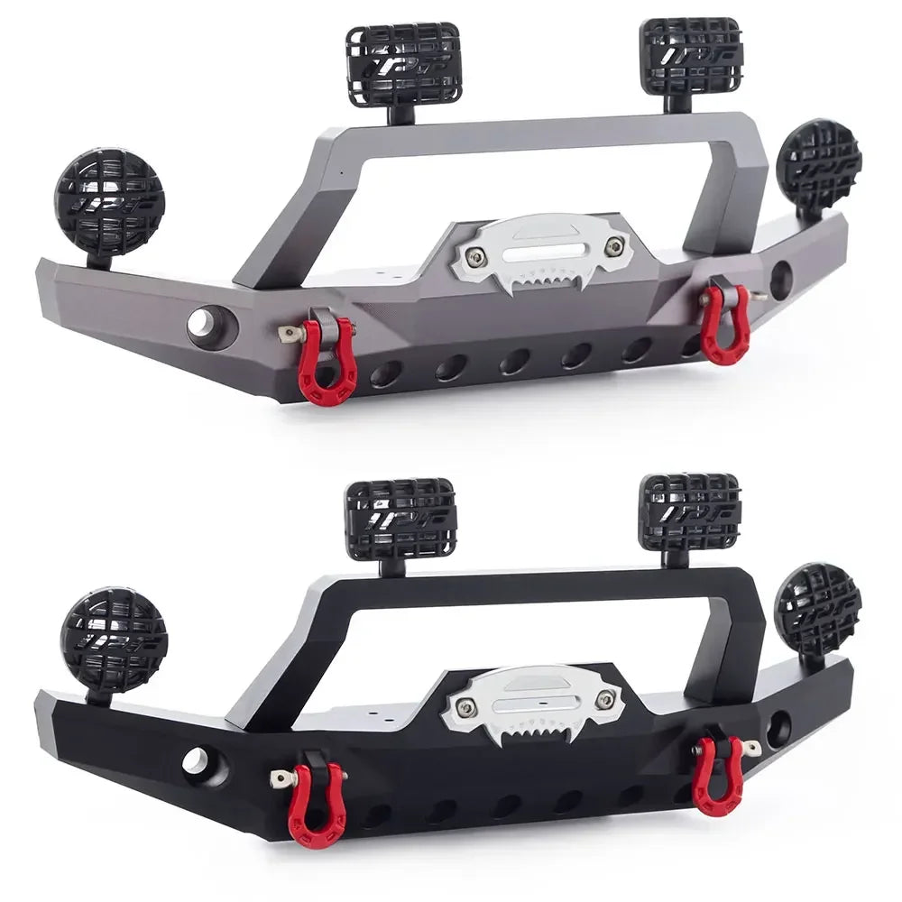 Metal CNC Front Bumper With Led Light for 1/10 RC Crawler Car TRX4 Sports Edition and Defender Upgrade Parts