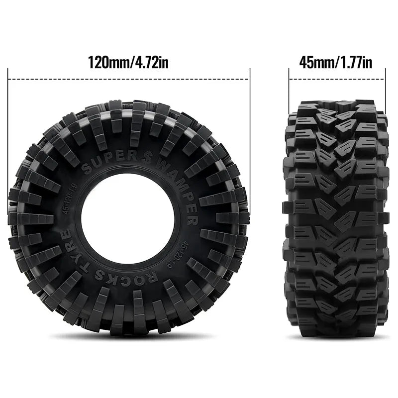 OGRC 1.9in RC Rubber Tyre Set 1/10 RC Crawler Tire for SCX10 90046 SCX10 UTB18 TRX4 TRX6 Redcat Gen8 7VS4-10 1/10 RC Crawler Car