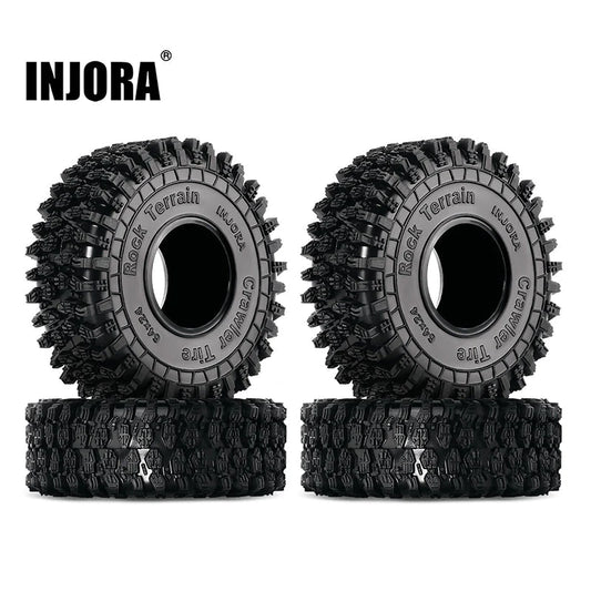 INJORA 1.0" 64*24mm S5 Super Soft Sticky Rock Crawling Tires For 1/18 1/24 RC Crawlers (4) (T1011)