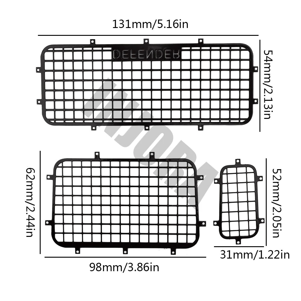 INJORA Metal Window Mesh Protective Net for 1/10 RC Crawler Car TRX4 Defender Upgrade