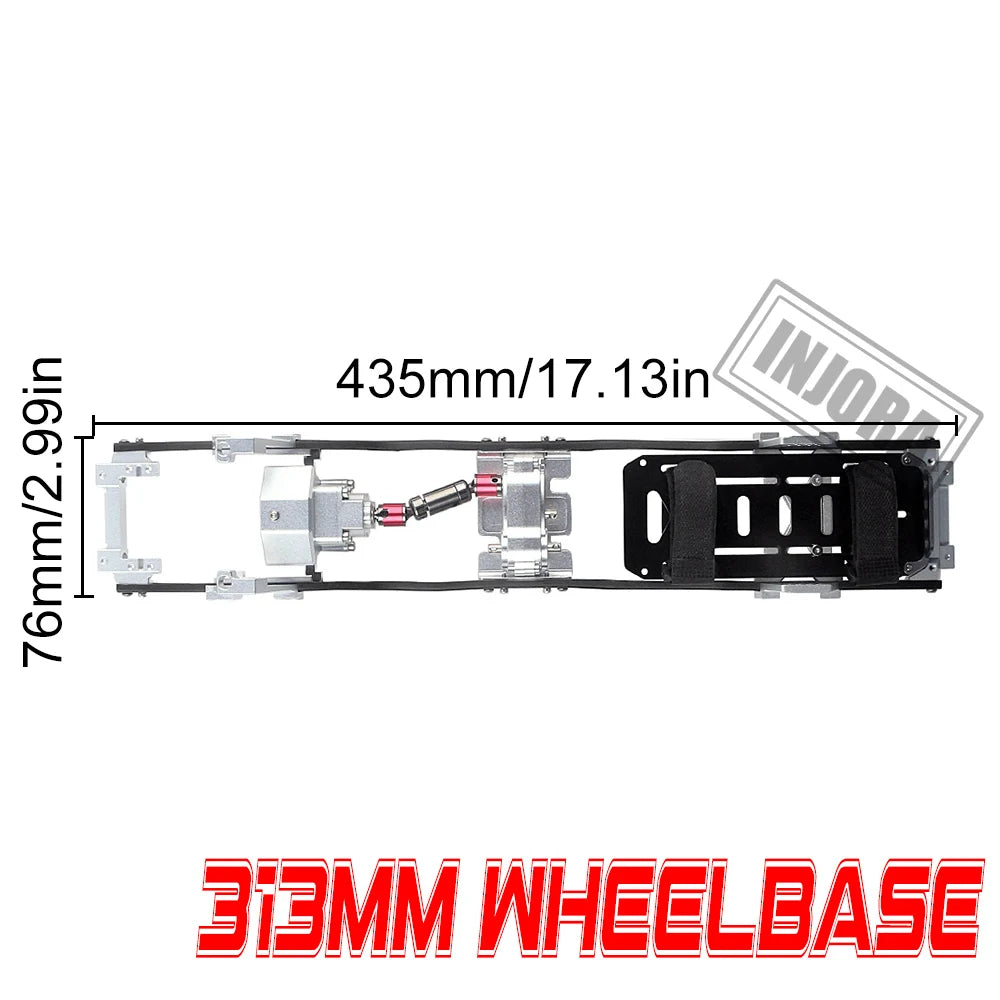 INJORA 313mm 12.3" Wheelbase Prefixal Gearbox Metal Chassis Frame for 1/10 RC Crawler Car Axial SCX10 & SCX10 II 90046