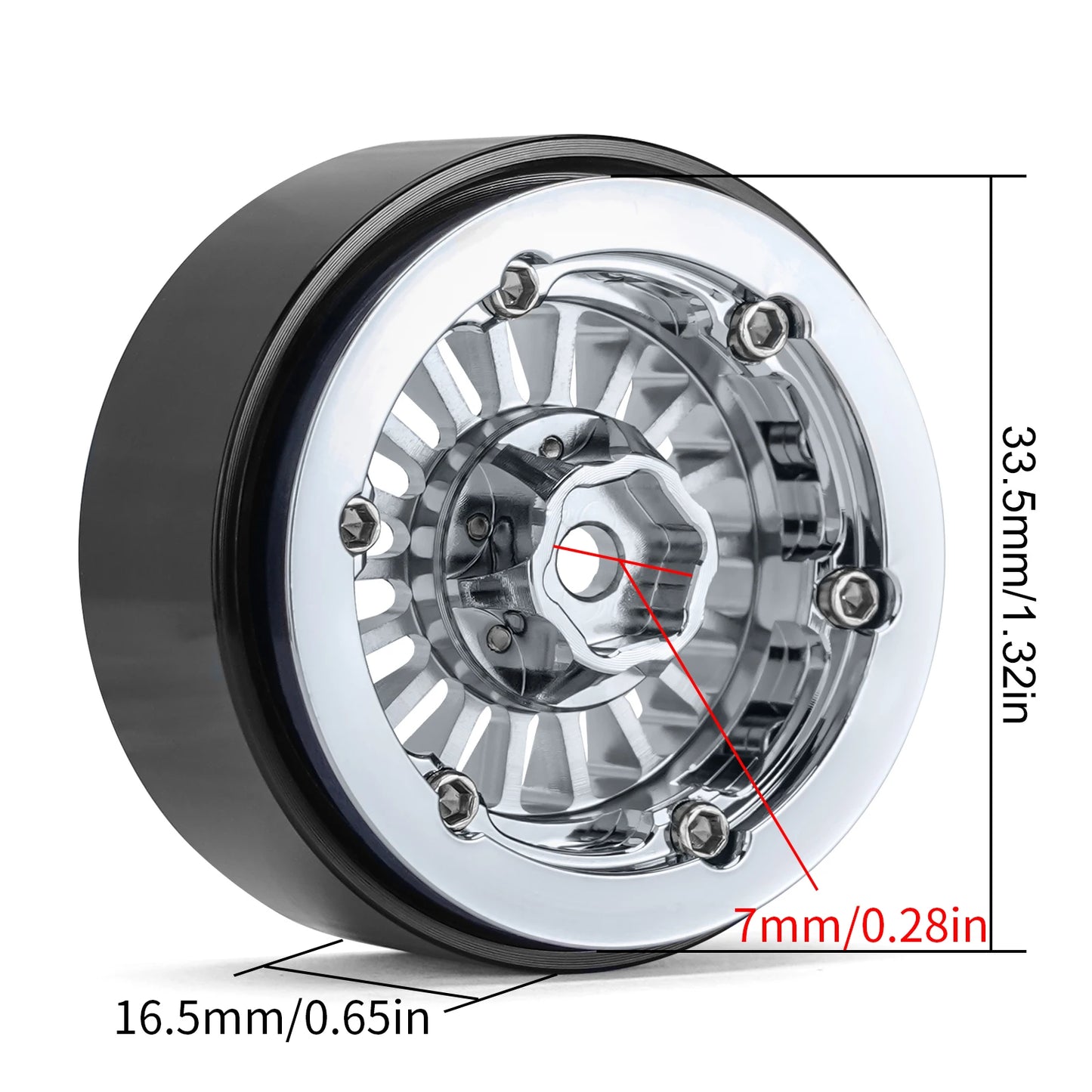 INJORA CNC Aluminium 1.3" Beadlock Wheel Rim for 1/24 1/18 RC Crawler Car (W1303)