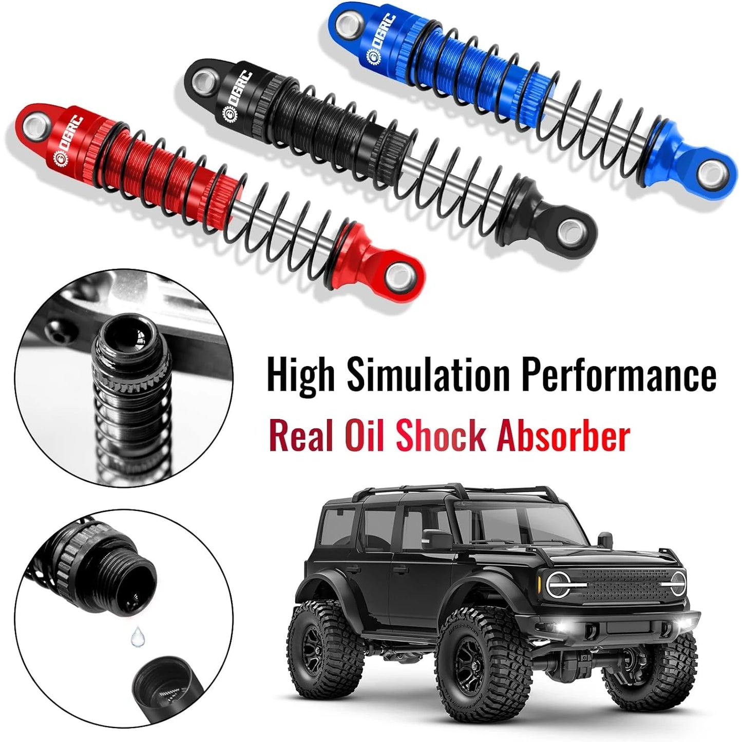 OGRC 60mm Shocks Absorber Oil Threaded Damper Threaded Shock Absorber for TRX4M 1/18 RC Crawler Upgrade Parts