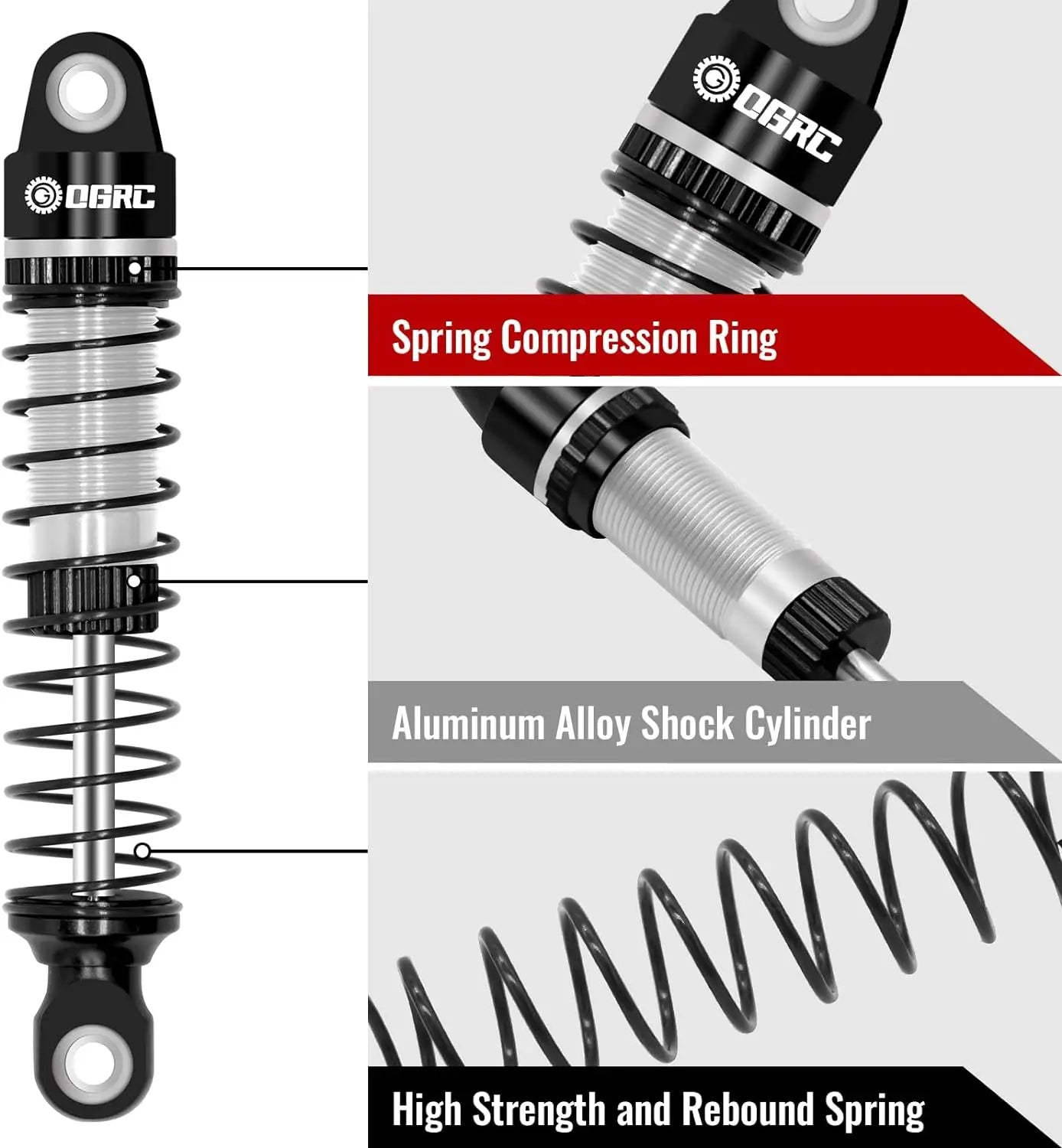 OGRC Oil Threaded Damper 60mm Shocks Absorber Threaded Shock Absorber for TRX4M 1/18 RC Crawler Car Upgrade Parts(Black Silver)