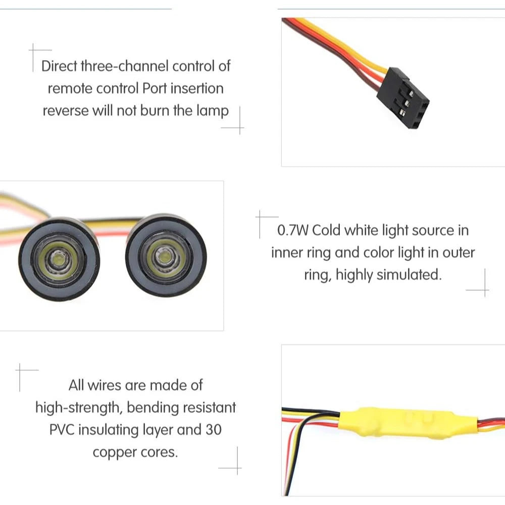 OGRC LED Light Kit Headlights Angel Eyes with 12 Modes for Traxxas TRX-4 Axial SCX10 RC4WD 1/10 RC Rock Crawler Car Accessories