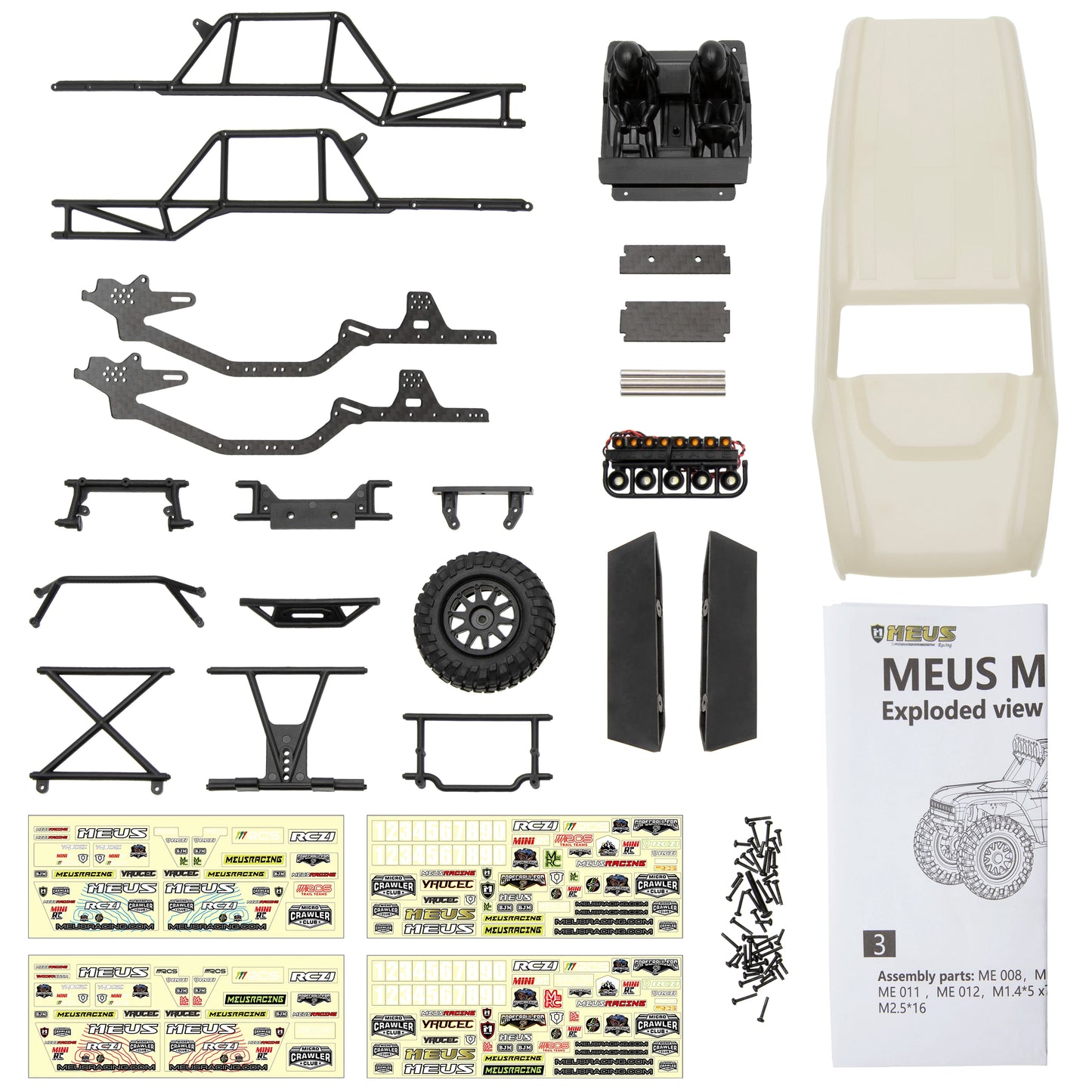 MEUS Racing MB24 Body 5.2in 132MM Axial Shell Body ABS+Nylon Carbon Fiber Frame For Axial SCX24 Bronco Deadbolt JLU B-17 C10