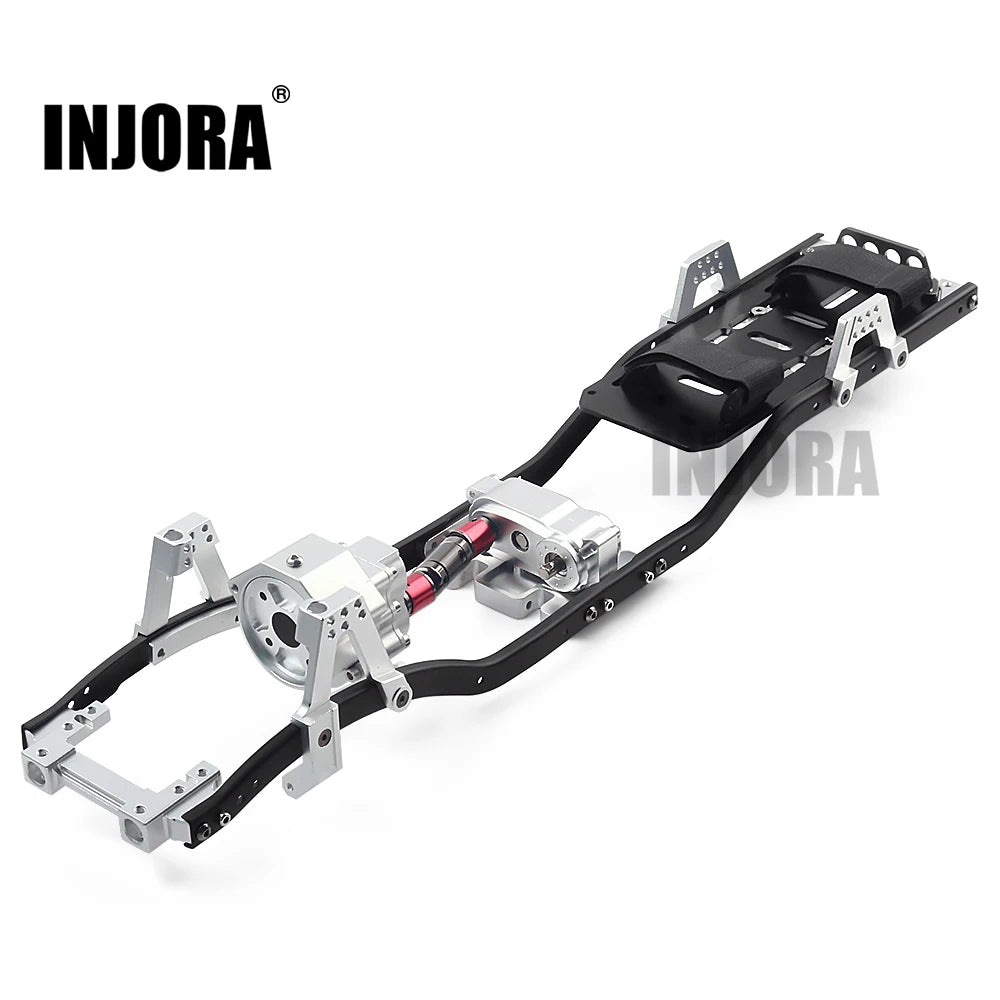 INJORA 313mm 12.3" Wheelbase Prefixal Gearbox Metal Chassis Frame for 1/10 RC Crawler Car Axial SCX10 & SCX10 II 90046