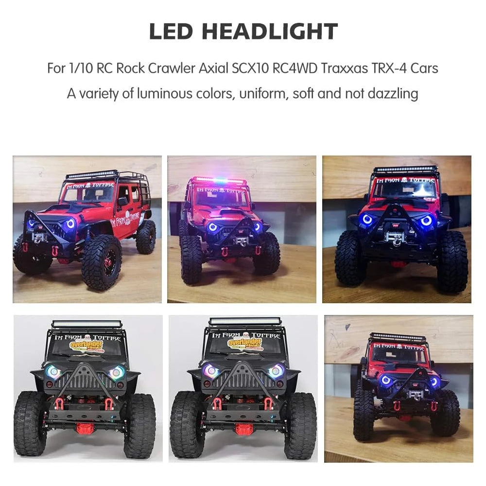 OGRC LED Light Kit Headlights Angel Eyes with 12 Modes for Traxxas TRX-4 Axial SCX10 RC4WD 1/10 RC Rock Crawler Car Accessories