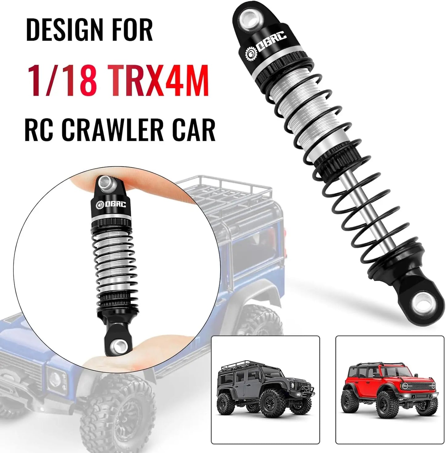 OGRC Oil Threaded Damper 60mm Shocks Absorber Threaded Shock Absorber for TRX4M 1/18 RC Crawler Car Upgrade Parts(Black Silver)