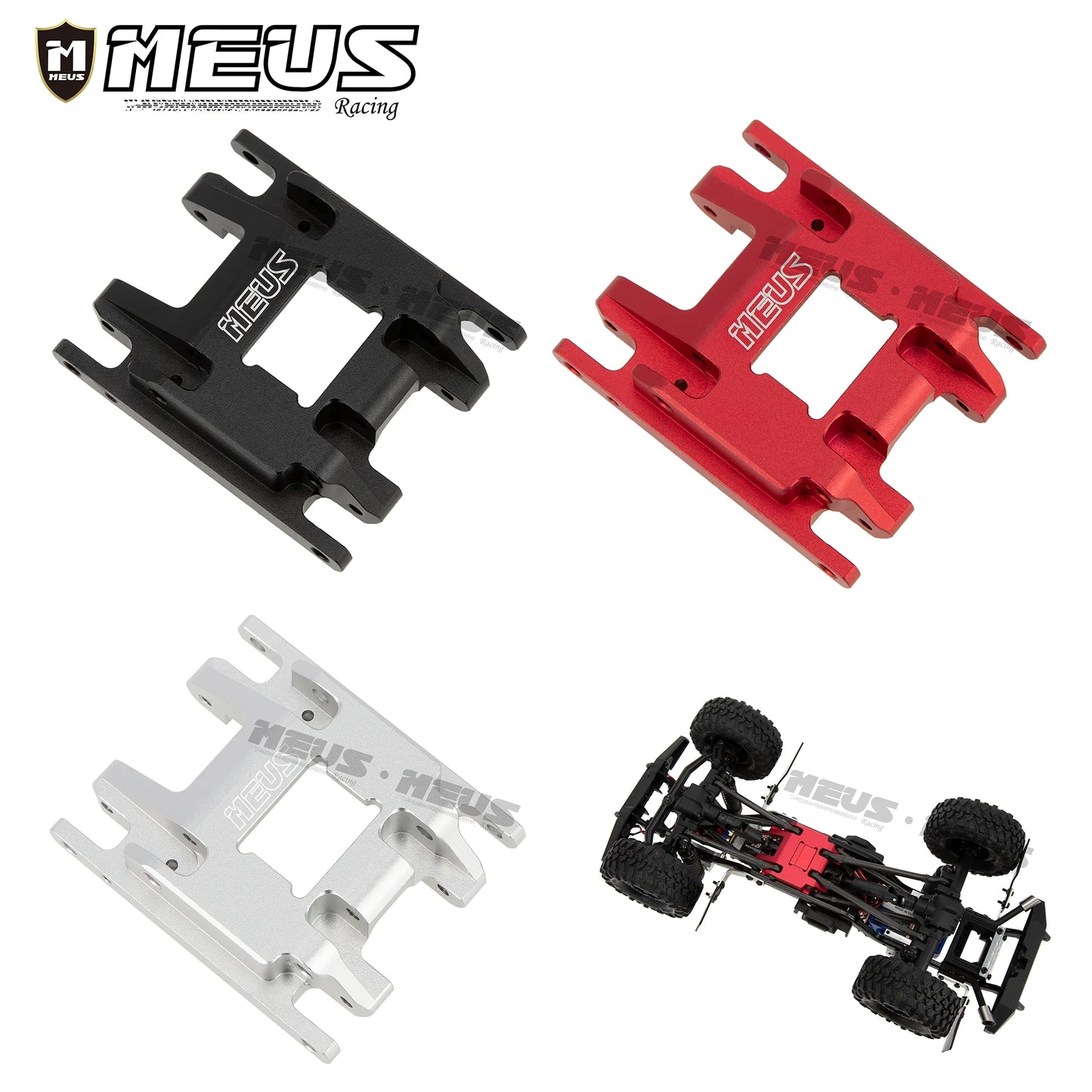 Meus Racing Aluminum Transmission Base Gearbox Base Metal Chassis Skid Plate for 1/18 RC Crawler Car TRX-4M TRX4M