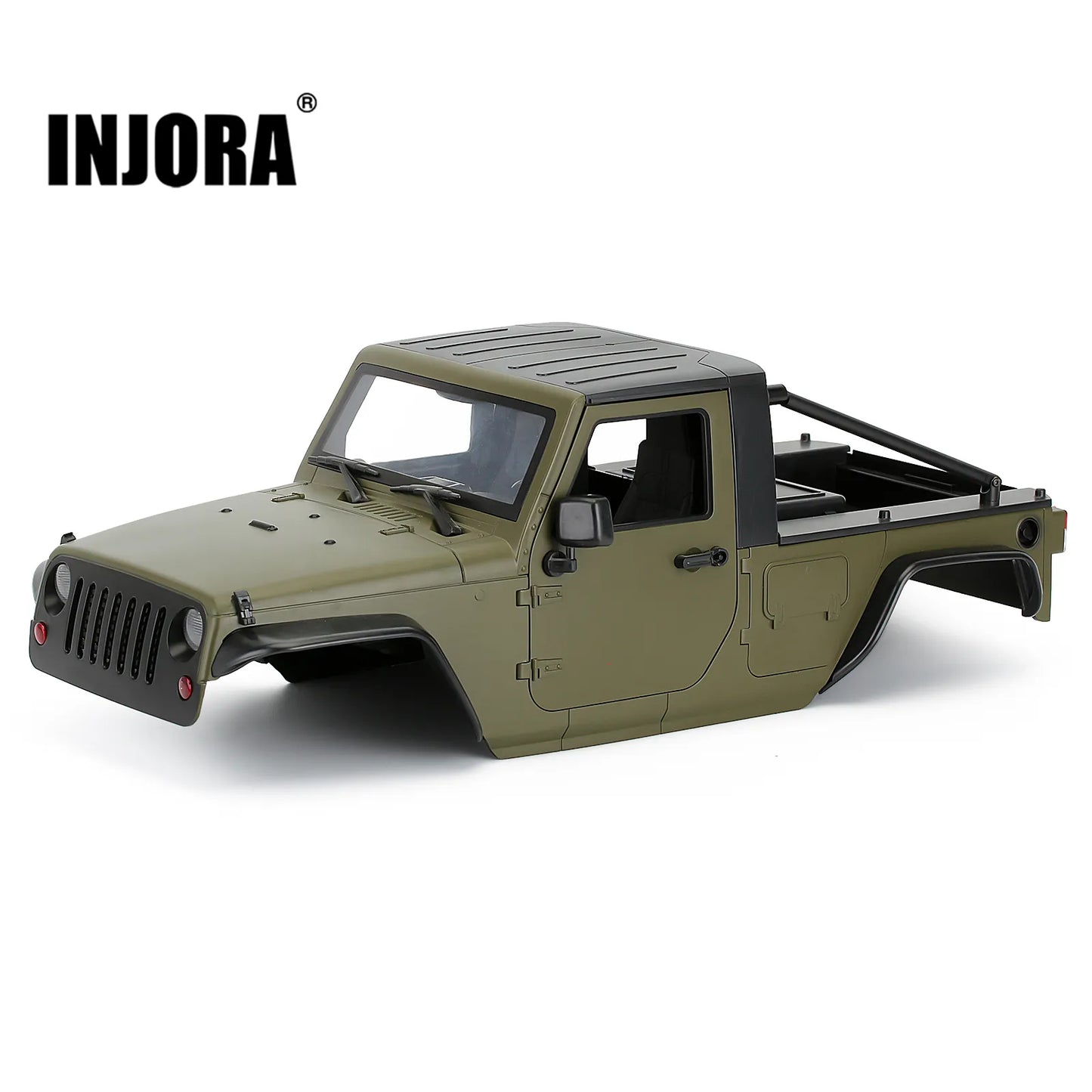 INJORA 12.3in 313mm Wheelbase Pickup Body Shell Unassembled Kit for 1/10 RC Crawler Car Axial SCX10 SCX10 II 90046 Jeep Wrangler