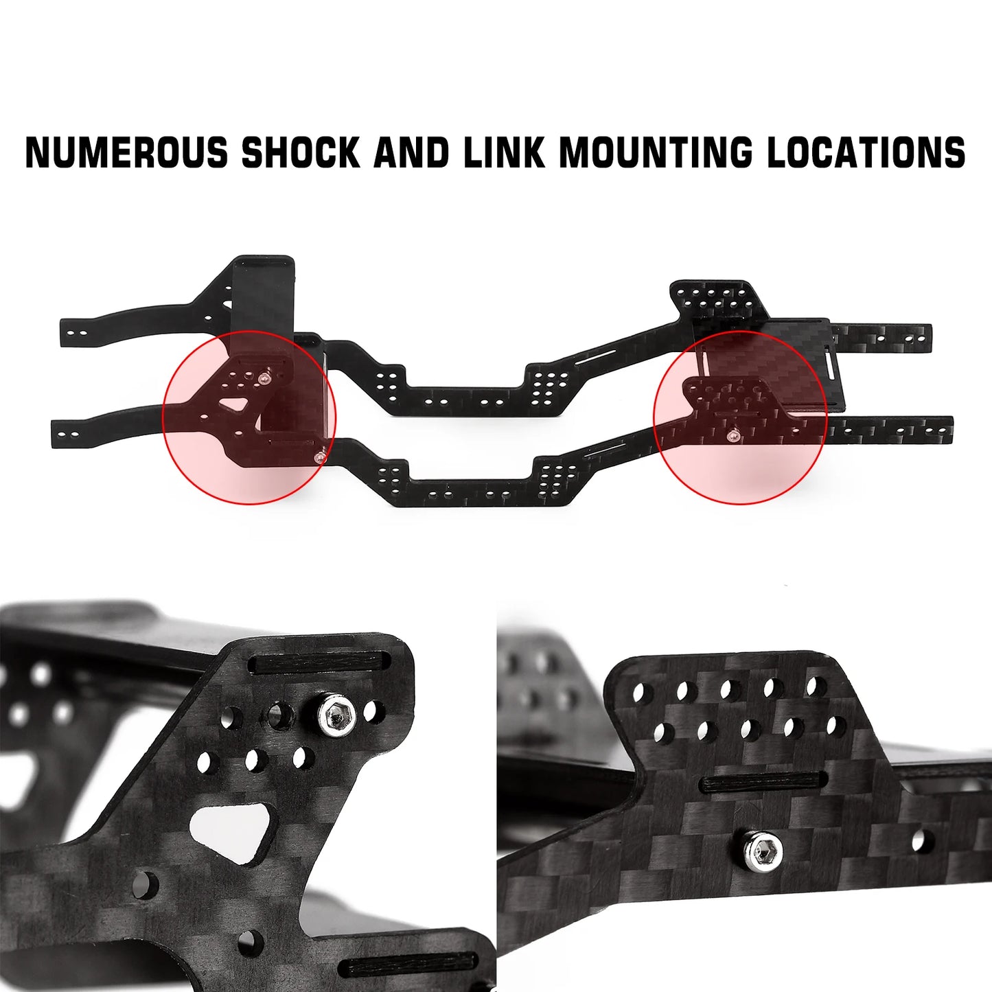 INJORA LCG Carbon Fiber Chassis Kit Frame Girder for 1/24 RC Crawler