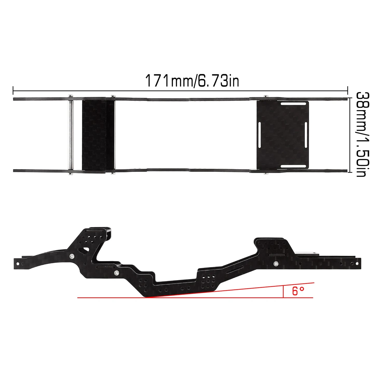 INJORA LCG Carbon Fiber Chassis Kit Frame Girder for 1/24 RC Crawler