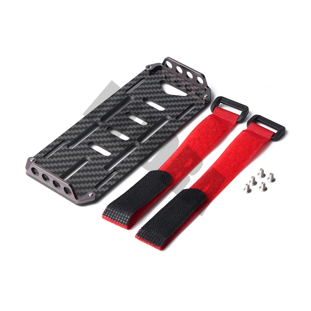 INJORA RC Car Carbon Fiber Battery Mounting Plate with Tie for 1/10 RC Crawler Car Axial SCX10 90046