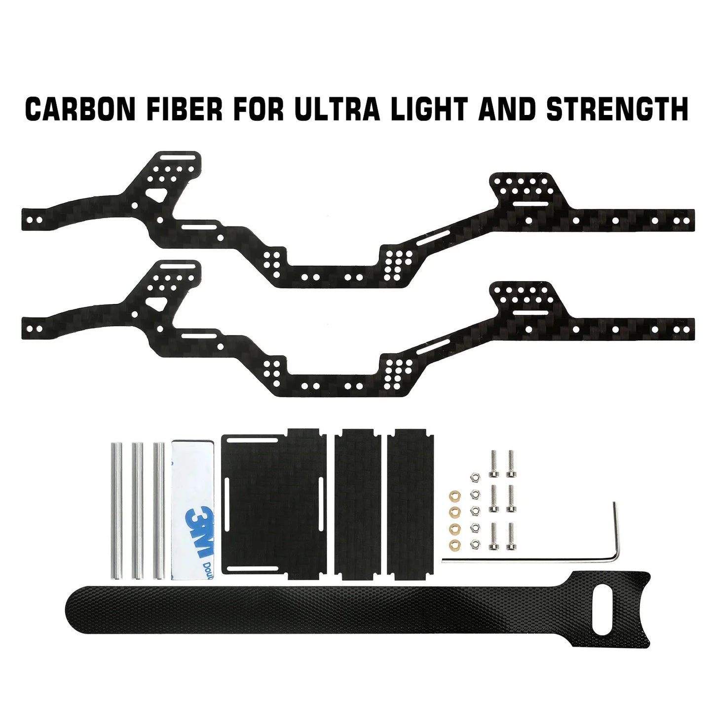 INJORA LCG Carbon Fiber Chassis Kit Frame Girder for 1/24 RC Crawler