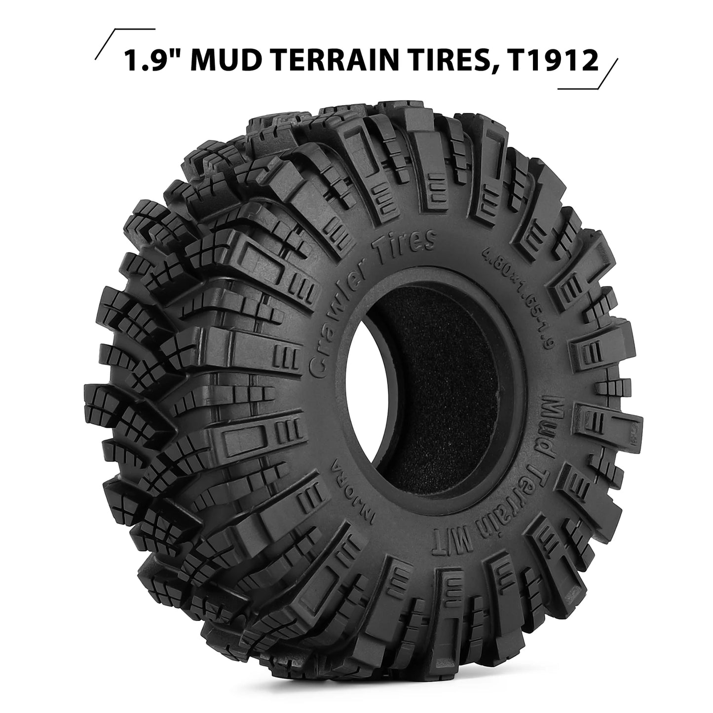 INJORA Kraken Claw 122*42MM Mud Terrain 1.9" Wheel Tires for 1/10 RC Crawler Car Axial SCX10 Pro Capra UTB18 TRX4 Redcat (T1912)