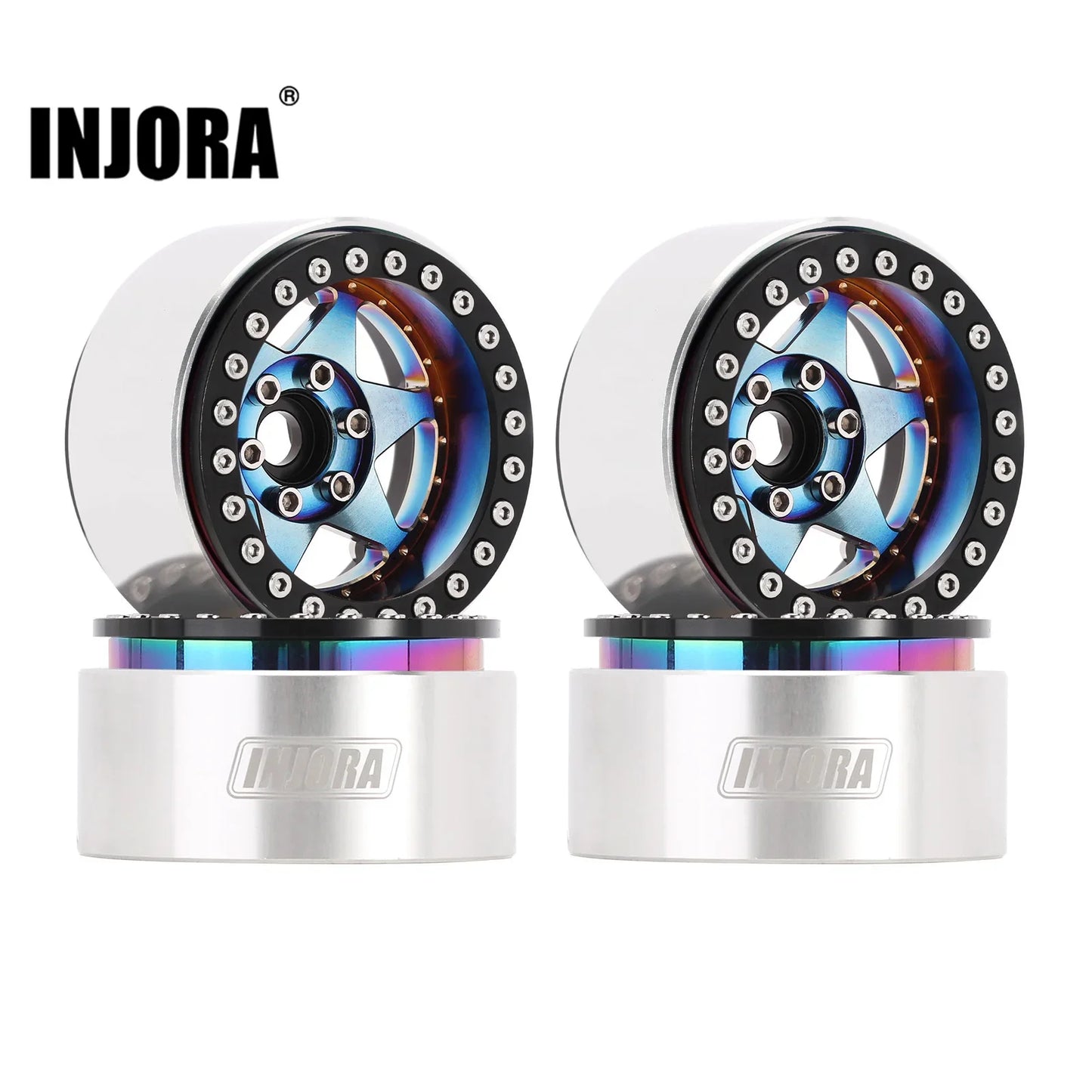 INJORA 143g Super Heavy Brass & Aluminum Deep Dish 1.9" Beadlock Wheel Rim for 1/10 RC Crawler SCX10 TRX4 VS4-10 Gen8 (W1958)